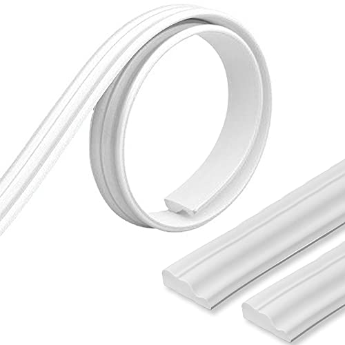 Gsrhzd Moldura de techo, Moldura flexible autoadhesiva, Tira decorativa autoadhesiva blanca cremosa para cocina, baño, salón, marco de puerta de pared de fondo de TV (5 m/rollo)