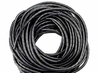 GTIWUNG 25mx4mm Organizador de Cables en Espiral, Tubo Flexible en Espiral Evuelto para PC TV DVD cable de antena estéreo agrupar cable, Negro