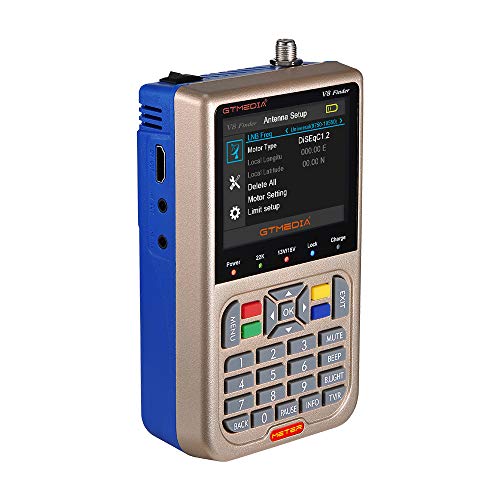 Gtmedia V8 Satfinder Meter Localizador Satelite Buscador de Satélite Medidor de Campo DVB-S/S2/S2X FTA Receptor de Señal de Satélite de TV Digital HD, 3.5" LCD Batería 3000mAh Incorporada