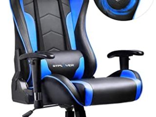GTPLAYER Silla Gaming con Altavoz Bluetooth Escritorio Oficina Gamer Ergonomica con Cojín Reposabrazos 3D Ajustables Respaldo Reclinable Multifuncional (Azúl)