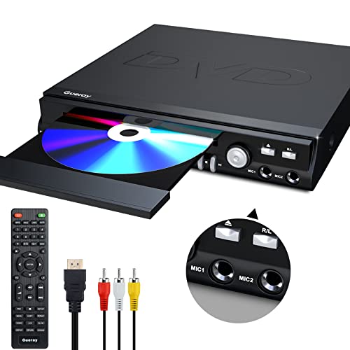 Gueray Reproductor de DVD portátil con Escala Full HD y reproducción de Disco Duro Externo DVD-R/RW-CD-R/RW