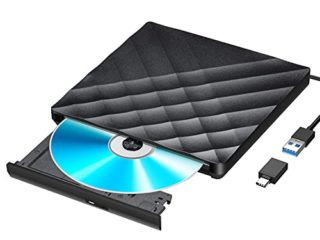 Gueray Unidad de DVD Externa con convertidor USB 3.0 y Tipo C Unidad de CD DVD Externa Lector de CD DVD RW portátil Regrabadora Grabadora para computadora portátil de Escritorio Compatible con PC
