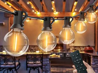 Guirnalda Luces Exterior de Control Remoto Woolmug 18.2m/30+3 G40 Regulable LED Bombillas Inastillable IP45 Impermeable Cadena de Luz 4 Modos Guirnaldas Luminosas de Exterior para Jardín Patio Fiesta