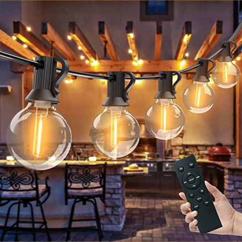 Guirnalda Luces Exterior de Control Remoto Woolmug 18.2m/30+3 G40 Regulable LED Bombillas Inastillable IP45 Impermeable Cadena de Luz 4 Modos Guirnaldas Luminosas de Exterior para Jardín Patio Fiesta