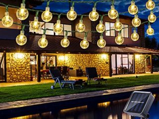 Guirnalda Luces Exterior Solares, BrizLabs 6.5M 30 LED Cadena de Luces Impermeable 8 Modos De Iluminación para Interiores y Exteriores Jardín, Navidad, Terraza, Patio, Fiestas (Blanco Calido)