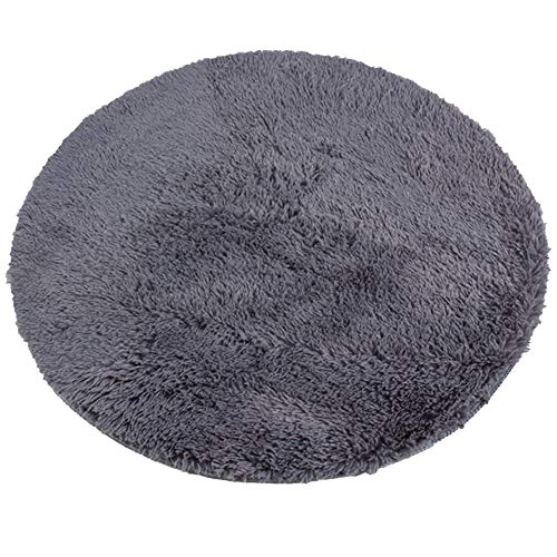 Gurxi Alfombras Redondas Infantiles Niña Esponjoso Sintética Shaggy Alfombra Redonda Lavable Felpa 60cm Alfombra Redonda Pequeña Gris Polipropileno Dormitorio para Sala de Estar Dormitorio Sofá Silla