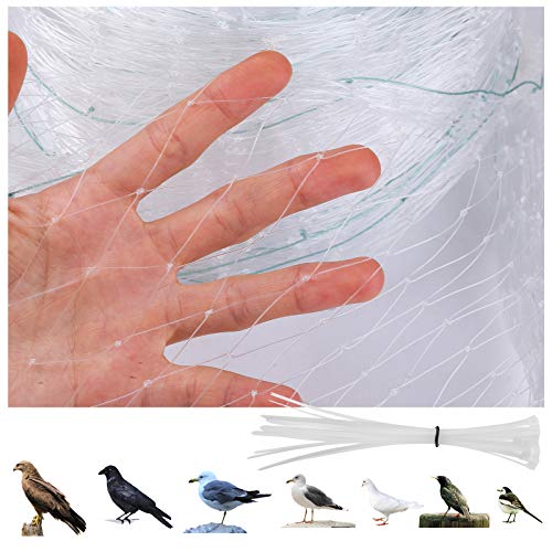 GWHOLE 8m x 3m Red Antipájaros de Nylon Red de Seguridad Protección para Gatos Balcónes y Ventanas Red Protección de Jardín, Plantas- Viene con 20 Sujetables Plástico