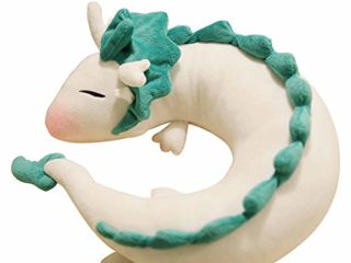 GXFLO Anime Linda Almohada de Cuello de dragón Blanco Almohada de Viaje en Forma de u muñeca de Peluche de Juguete Almohada de Cuello de dragón Blanco, muñeca de Peluche de dragón de Felpa Suave