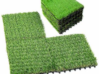 GzxLaY 18 Paquetes de baldosas de césped Artificial con Base de Drenaje entrelazada, Alfombrilla de césped sintético, Alfombrilla de césped sintético para Interior y Exterior para Patio, 30x30 cm