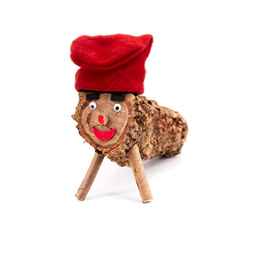 H HANSEL HOME Tronco de Navidad Caga Tio, Tió de Nadal Tronco Cagatio diseño de catalán Occidental, Decoracion Navidad - 22 cm