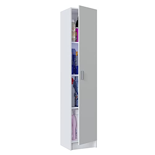 Habitdesign Armario Multiusos, 1 Puerta, Columna, Acabado en Color Blanco Mate, Medidas: 37 cm (Ancho) x 182 cm (Alto) x 37 cm (Fondo)