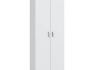 Habitdesign Armario Multiusos, Escobero, 2 Puertas, Acabado en Color Blanco Mate, Medidas: 73 cm (Ancho) x180 cm (Alto) x 37 cm (Fondo)