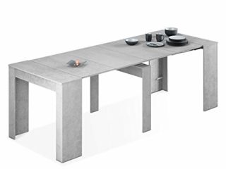 Habitdesign Mesa de Comedor, Consola, Mesa Extensible, Mesa para Salon recibidor o Cocina, Acabado en Gris Cemento, Medidas: 50-235 cm (Largo) x 90 cm (Ancho) x 78 cm (Alto)