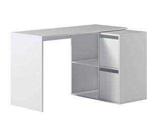 Habitdesign Mesa Escritorio, Mesa despacho Reversible, Mesa multiposición, Estudio, Modelo Adapta, Acabado en Blanco Artik
