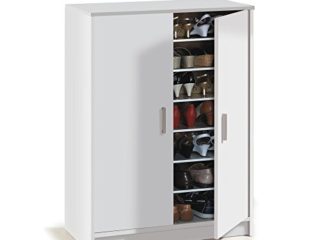 Habitdesign Mueble Zapatero Dos Puertas, Mueble Auxiliar, Modelo Basic Wide, Acabado en Blanco, Medidas: 75 cm (Ancho) x 101 cm (Alto) x 36 cm (Fondo)
