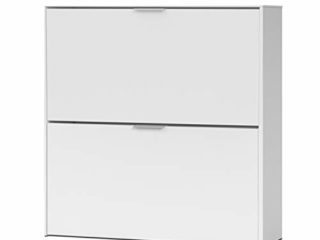 Habitdesign Zapatero 2 Puertas, Mueble Zapatero Estrecho, Acabado en Color Blanco, Medidas: 75 cm (Ancho) x 76 cm (Alto) x 22 cm (Fondo)