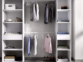 HABITMOBEL Vestidor Perchero Blanco baldas y cajones, Medidas: Alto: 203 cm x Fondo: 50 cm x Ancho: 200 cm