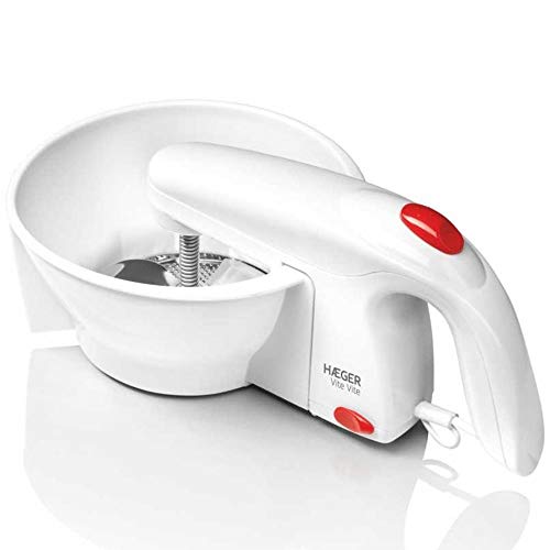 HAEGER Vite Vite - Pasapuré Eléctrico con 25W de Potencia - 3 Discos de Corte: Corte Fino, Medio y Grueso, Hoja de Acero INOX, fácilmente Desmontable
