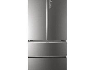 Haier FD 83 Series 7 HB18FGSAAA - Frigorífico, Puerta Francesa, Tecnología Antibacterias, Motor Inverter, My Zone, Humidity Zone, Ancho 83cm, Capacidad XXL, Total No Frost, Clase E, Cristal Inox