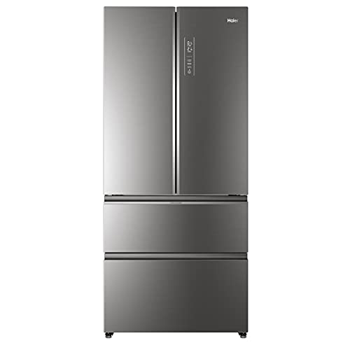 Haier FD 83 Series 7 HB18FGSAAA - Frigorífico, Puerta Francesa, Tecnología Antibacterias, Motor Inverter, My Zone, Humidity Zone, Ancho 83cm, Capacidad XXL, Total No Frost, Clase E, Cristal Inox