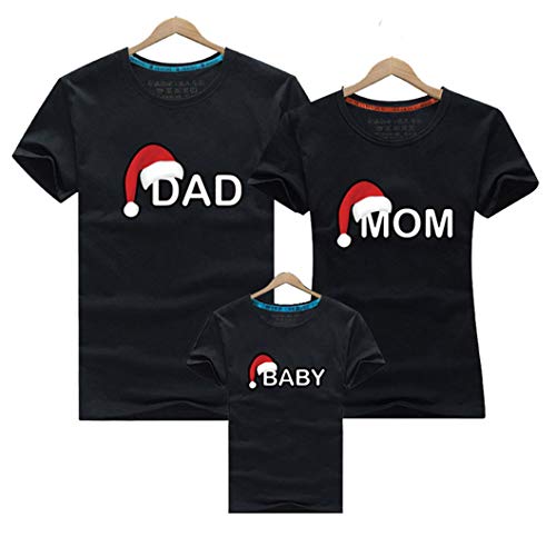 HaIIeed 2019 Papá Mamá Bebé Ropa De Navidad Trajes A Juego De La Familia Ropa Madre Hija Padre Hijo Mira Mamá Y Yo Conjunto De Camiseta,Negro,Females