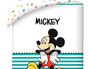 Halantex Mickey Mouse - Juego de cama (algodón, funda nórdica de 140 x 200 cm y funda de almohada de 70 x 90 cm)