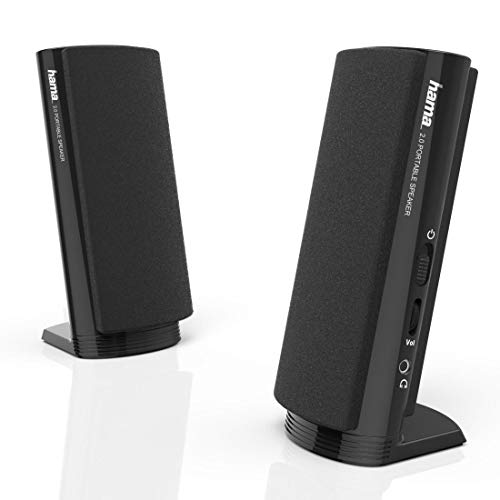 Hama | Altavoces para pc portátiles (Altavoces para Ordenador con conexión Audio Jack 3.5mm, Altavoces PC con conexión USB, Rango frecuencia 140-20000Hz), Negro