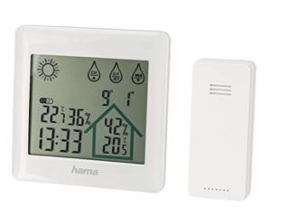 Hama| Estación meteorológica interior y exterior con Reloj digital (Weather station con funión reloj y fecha, medición temperatura y humedad y con pronóstico del tiempo) Blanco
