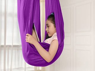 Hamaca Columpio Infantil, Columpio Interior Elástico Abrazar Hamaca Swing sensorial, Ideal para TDAH, Aspergers e integración sensorial y Terapia de Autismo (150 X 280CM, Púrpura)