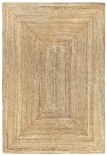 HAMID Alfombra Yute Alhambra Color Natural - Alfombra 100% Fibra de Yute, Trenzado a Mano, Alfombras de Salón, Comedor, Dormitorio, Pasillos, Color Natural (120x170cm)