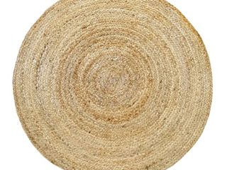 HAMID Alfombra Yute Alhambra Color Natural Redonda, Alfombra 100% Fibra de Yute, Trenzado a Mano para Salón, Habitacón, Decoración, (100x100cm)