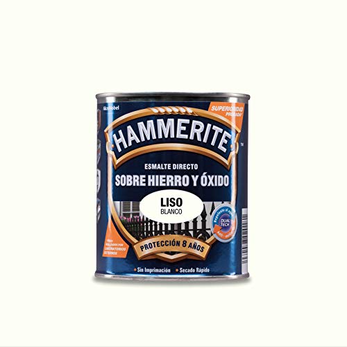 Hammerite Esmalte directo sobre hierro y óxido Liso Brillante Blanco 250 ml