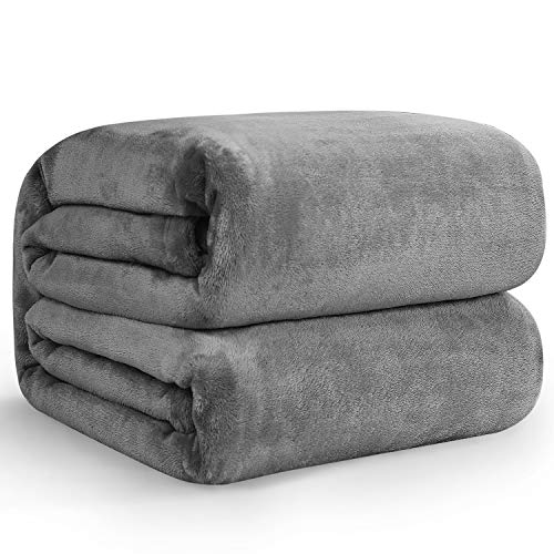 Hansleep Manta para Sofá de Franela 150x200 cm, Mantas para Cama 90 Suave - Manta Pelo de Microfibra Transpirable Hipoalérgica, Manta Forro Polar Reversible Gris