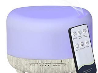 Hantoc Humidificador Aromaterapia Ultrasónico 450ml, Difusores de Aceite Perfumado Lámpara LED Colorida con Función Control Remoto para Yoga Salon SPA Vivir,Dormir, Bañarse