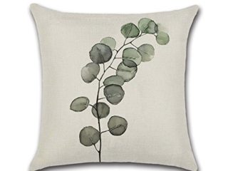 Haodou Verano Selva Tropical Vibes Cojín Hojas Verdes Monstera Plantas de Cactus Cojín Lino Decorativo Funda de Almohada 45x45 cm