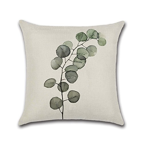 Haodou Verano Selva Tropical Vibes Cojín Hojas Verdes Monstera Plantas de Cactus Cojín Lino Decorativo Funda de Almohada 45x45 cm