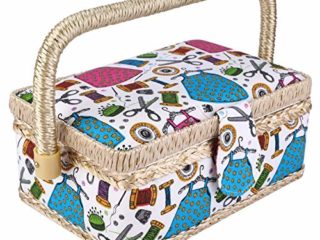 HAOX Cesta de Costura para niñas, Cesta de Costura pequeña, Kit de Costura, Cesta, Cesta de Costura con Accesorios, Resistente para Tijeras, Hilos, Agujas, Botones