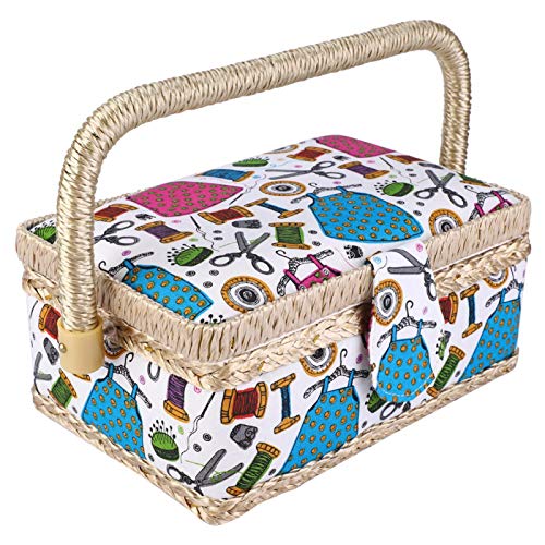 HAOX Cesta de Costura para niñas, Cesta de Costura pequeña, Kit de Costura, Cesta, Cesta de Costura con Accesorios, Resistente para Tijeras, Hilos, Agujas, Botones