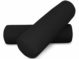 HAPPERS 2 Cojines cilíndrico de 50x15 en Polipiel Negro. Almohada rulo cojín aliviar Dolor postural o Dormir
