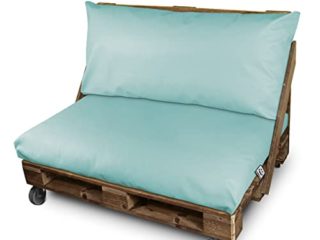 HAPPERS Cojín Impermeable y Desenfundable para Palets en Polipiel Exterior Azul Cielo 120x45x20