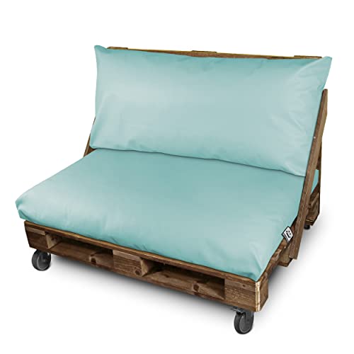HAPPERS Cojín Impermeable y Desenfundable para Palets en Polipiel Exterior Azul Cielo 120x45x20