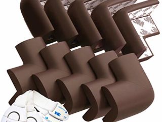 HAPPY CHLEA ® Protector de Esquinas para Bebes y Niños, Espuma Suave Protectores de Seguridad para Mesas Esquina – Protectoras Tecnología"Espuma Activa" GRATIS 2 Cerraduras de Seguridad (Marrón)
