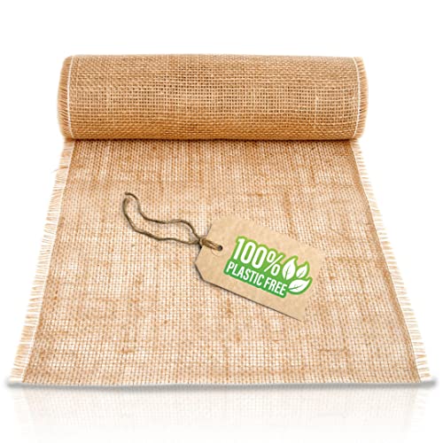 HappyNaps® Camino de mesa de tela arpillera - Decoración mesa vintage - Caminos de mesa de yute natural - Rollo 10m x 30cm - Doble costura reforzada anti desgaste - Incluye libro electrónico con ideas
