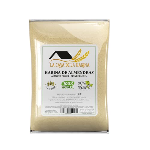 HARINA DE ALMENDRAS (1 KG) | PREMIUM | Sin gluten | Apta para dietas Keto (5,4g x 100g carbohidratos) | Apto Vegano | 100% natural | LA CASA DE LA HARINA | Producto de España…