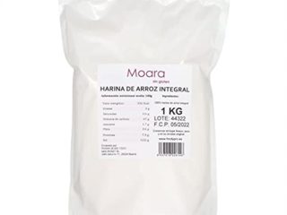 Harina de arroz integral 100% natural, sin gluten, vegana. 1kg