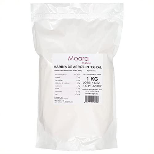 Harina de arroz integral 100% natural, sin gluten, vegana. 1kg