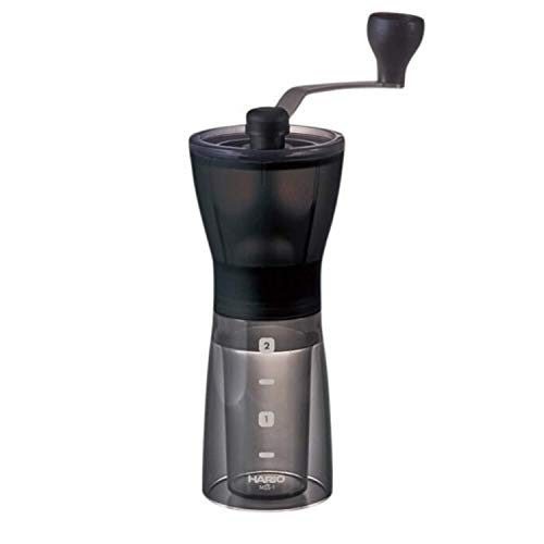 HARIO Mini Mill Plus | Compact & Adjustable Hand Coffee Grinder with Ceramic Burrs, Black x, 0.47 Ounces, plástico, Negro Transparente