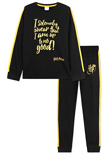 HARRY POTTER Pijama para Niñas, Pijama Niño Entero De Algodon, Conjunto De Manga Larga para Niña, Regalos Niñas De 7-14 Años (Negro, 7-8 años)