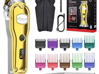 Hatteker profesional Cortadora de cabello para hombres Cortadora de barba Cortadora de precisión Impermeable IPX7 Oro