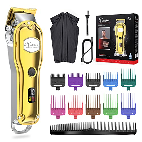 Hatteker profesional Cortadora de cabello para hombres Cortadora de barba Cortadora de precisión Impermeable IPX7 Oro